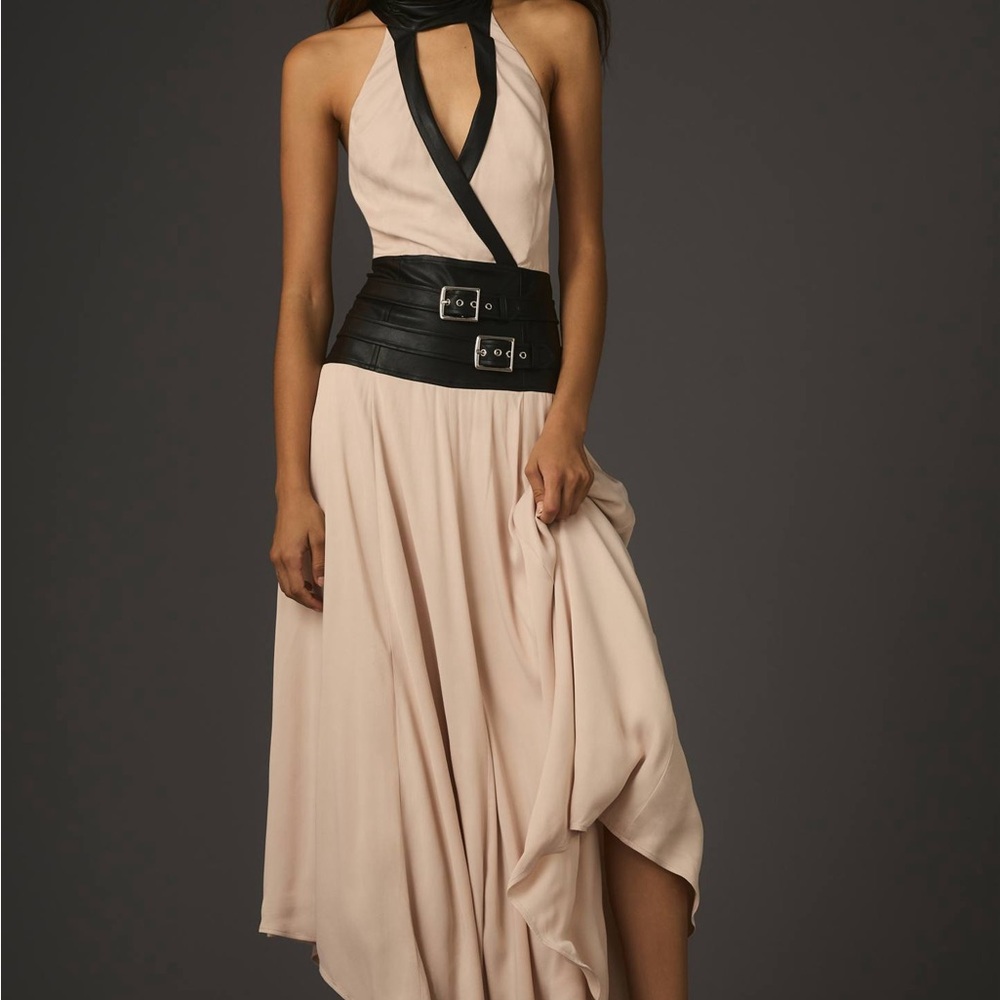Anthropologie Black and Cream Midi Dress